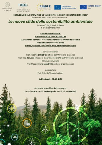 Convegno del Forum Ambiente, Energia e Sostenibilità AES dell'Associazione italiana degli studiosi di Diritto dell'Unione Europea (AISDUE)